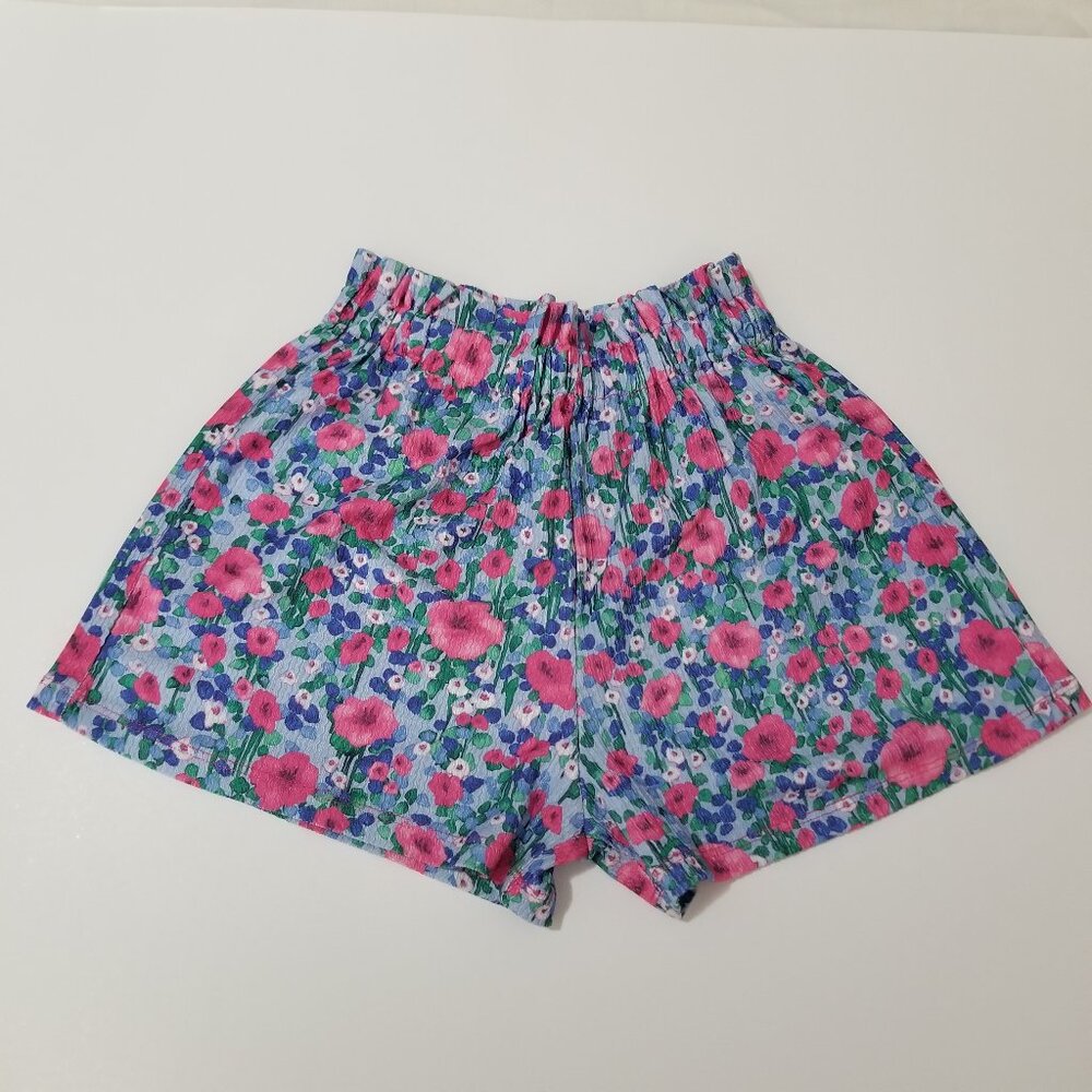 Mayoral lightweight little girl summer floral shorts size 7 (F12)
